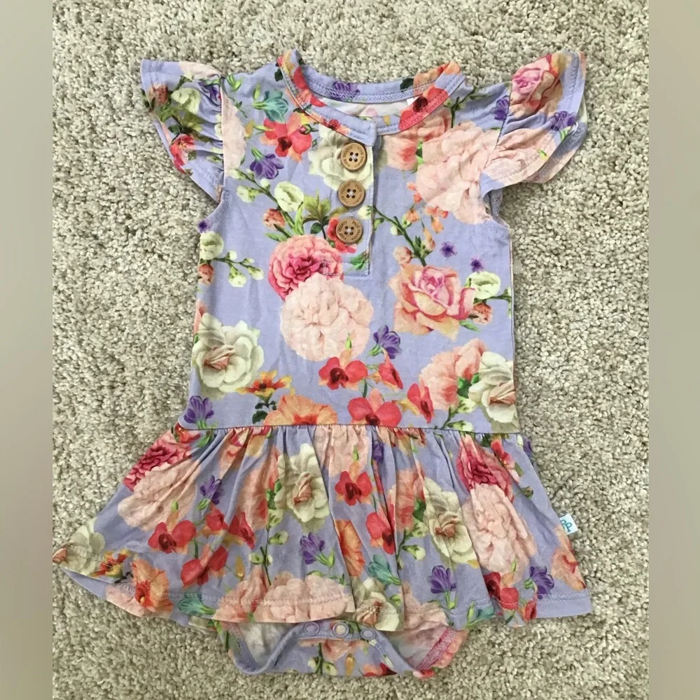 POSH PEANUT Bellamy Ruffled Twirl Skirt Bodysuit Dress Size 3-6m - Picture 1 of 5